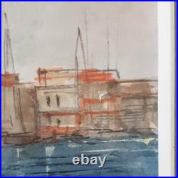 Tableau peinture aquarelle gilbert artaud france marine mer bateau port