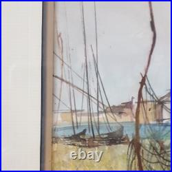 Tableau peinture aquarelle gilbert artaud france marine mer bateau port