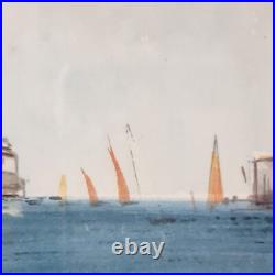 Tableau peinture aquarelle gilbert artaud france marine mer bateau port