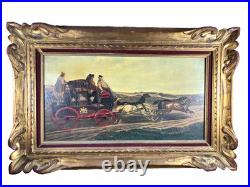 Tableau peinture huile Calèche Poste Royale Mail Charles Cooper Henderson
