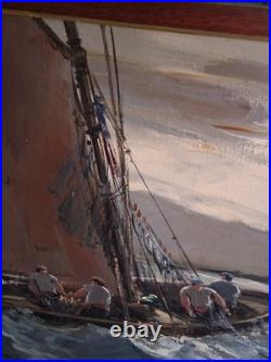 Tableau peinture huile sur toile La Pêche en Atlantique Signé Raphael