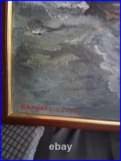 Tableau peinture huile sur toile La Pêche en Atlantique Signé Raphael