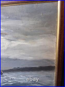 Tableau peinture huile sur toile La Pêche en Atlantique Signé Raphael