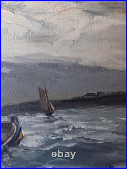 Tableau peinture huile sur toile La Pêche en Atlantique Signé Raphael