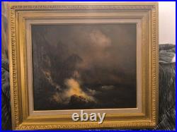 Tableau peinture huile sur toile, XIX ème siècle, signé Zagoskin Tempête