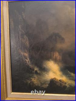 Tableau peinture huile sur toile, XIX ème siècle, signé Zagoskin Tempête