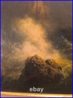 Tableau peinture huile sur toile, XIX ème siècle, signé Zagoskin Tempête
