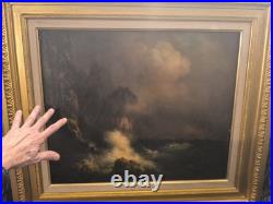 Tableau peinture huile sur toile, XIX ème siècle, signé Zagoskin Tempête