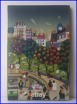 Tableau peinture huile sur toile marc svabic 1977 montmartre paris art naif