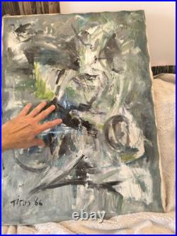 Tableau peinture huile sur toile, signé Titus, 1966