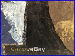 Tableau peinture moderne XXe cubiste signé Chauvet