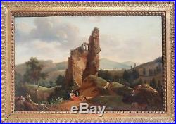 Tableau peinture paysage classique néo-classique ruines 19e huile école français