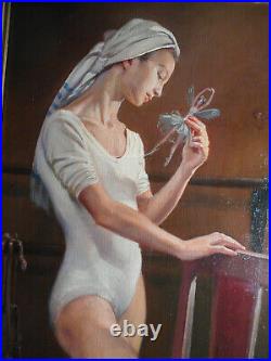 Tableau peinture peintre Yuri Pugachev ecole russe femme danseuse ballerine