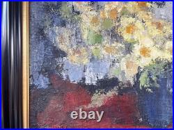Tableau signé IDKA Cohen huile sur toile nature morte fleurs XXe encadré