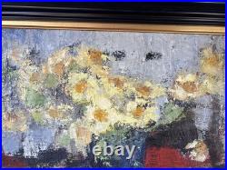 Tableau signé IDKA Cohen huile sur toile nature morte fleurs XXe encadré