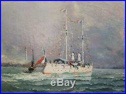 Tableau signé MAILLARD peintre officiel marine Dunkerque marine français bateau