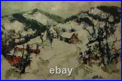 Tableau signé Michel COLIN (1934) Huile sur toile Ferme dans la neige 1969