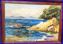 Tableau signé. Paysage Marin. Peinture huile sur toile