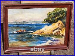 Tableau signé. Paysage Marin. Peinture huile sur toile