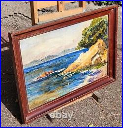 Tableau signé. Paysage Marin. Peinture huile sur toile