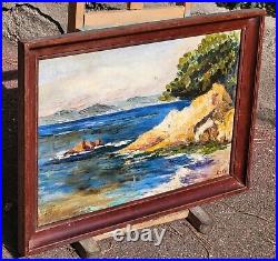 Tableau signé. Paysage Marin. Peinture huile sur toile