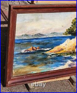 Tableau signé. Paysage Marin. Peinture huile sur toile