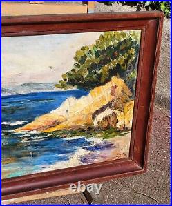 Tableau signé. Paysage Marin. Peinture huile sur toile