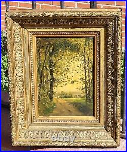 Tableau signé Paysage Sous Bois Peinture huile sur toile