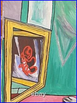 Tableau signé daté. Dans Le Goût De Picasso. Peinture huile sur toile