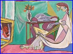 Tableau signé daté. Dans Le Goût De Picasso. Peinture huile sur toile