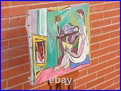 Tableau signé daté. Dans Le Goût De Picasso. Peinture huile sur toile