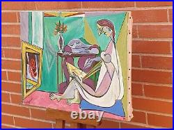 Tableau signé daté. Dans Le Goût De Picasso. Peinture huile sur toile
