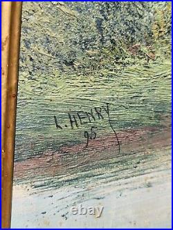 Tableau signée L. HENRI. Le Pêcheur. Peinture huile sur toile