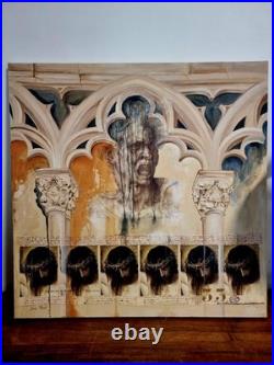 Tableau signée Monné technique mixte gothique / Christ symbolisme 33