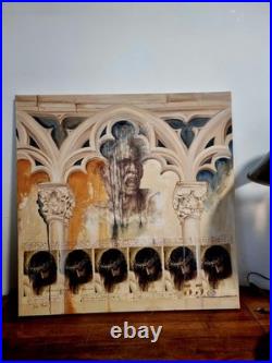 Tableau signée Monné technique mixte gothique / Christ symbolisme 33