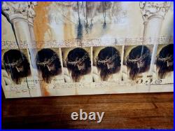 Tableau signée Monné technique mixte gothique / Christ symbolisme 33