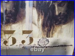 Tableau signée Monné technique mixte gothique / Christ symbolisme 33