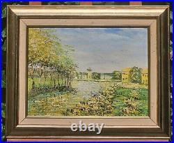 Tableau signée. Paysage Fermier. Peinture huile sur toile