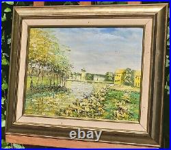 Tableau signée. Paysage Fermier. Peinture huile sur toile