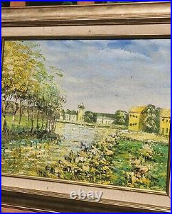 Tableau signée. Paysage Fermier. Peinture huile sur toile