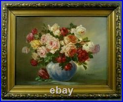Tableau vers 1930 Bouquet de Roses par F. Walther