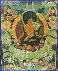 Tangka Tibet XIXe. Bouddha Peinture Sur Toile