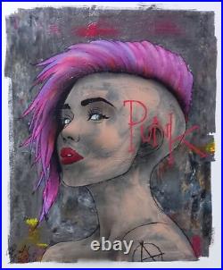 Toile Graffiti street art Punky Girl signé Captain Niglo