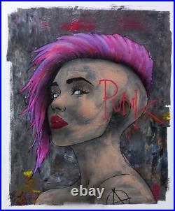 Toile Graffiti street art Punky Girl signé Captain Niglo