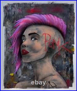 Toile Graffiti street art Punky Girl signé Captain Niglo