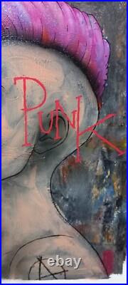 Toile Graffiti street art Punky Girl signé Captain Niglo