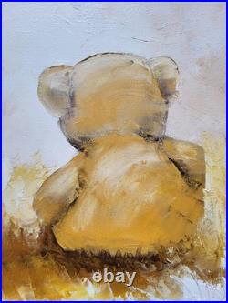 Toile originale de NOLAC 50X50 L ENFANT ET LA COLOMBE huile au couteau