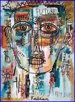 Toile, street art, Art singulier, Outsiders Art, Kabian 73x54 No Basquiat