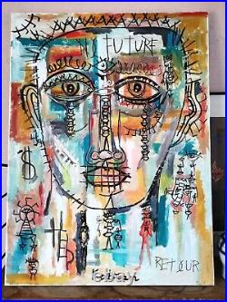 Toile, street art, Art singulier, Outsiders Art, Kabian 73x54 No Basquiat