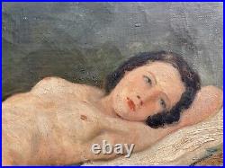 Très Beau Tableau Peinture Hst Huile Toile Nu Féminin Femme 1920 a identifier NA